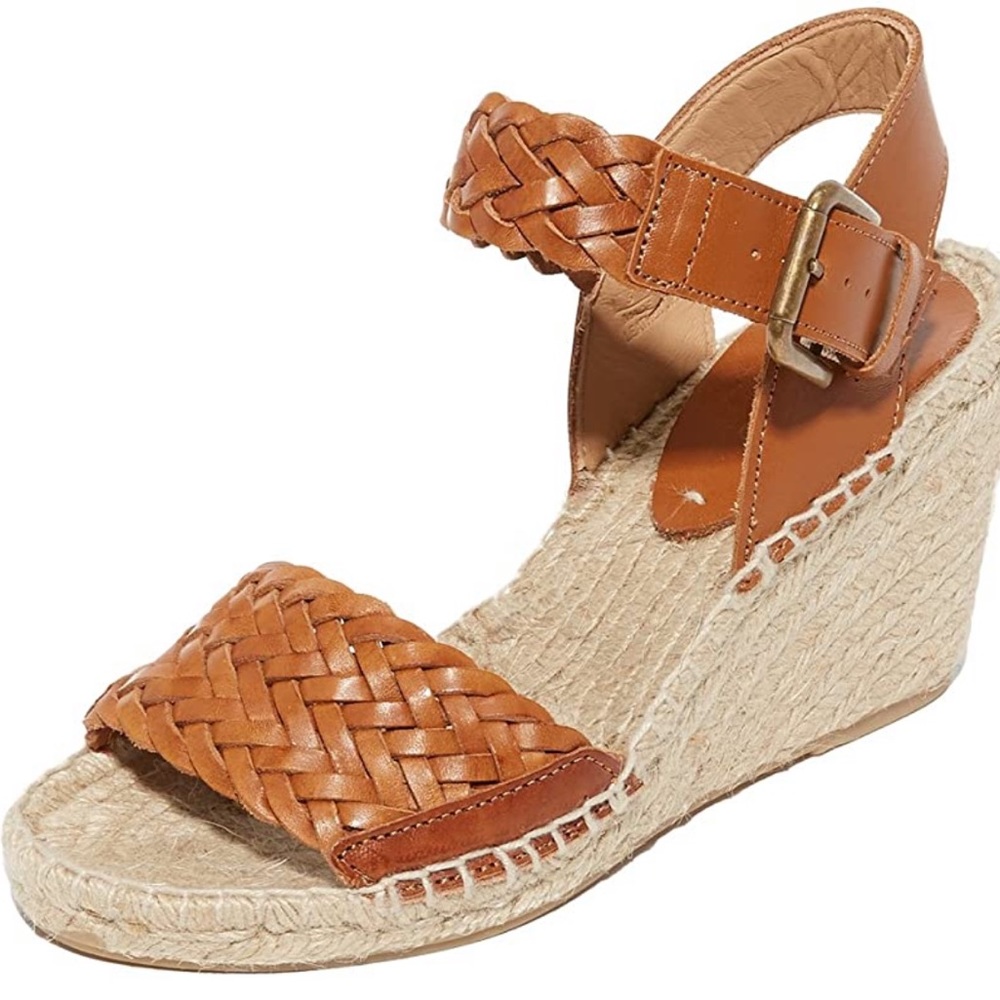 Soludos Woven Leather Espadrille Wedge Heel
